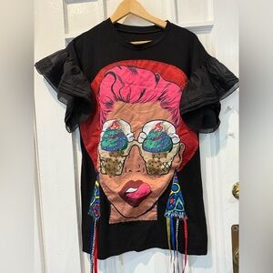 Black T-Shirt with Colorful Graphic
